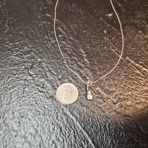 18K HGP Solitaire Crystal and Arrow Pendant Necklace 16" Minimalist Chain Dainty - Picture 4 of 5